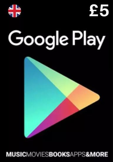 UK Google Play 5 GBP Подарункова Kартка cover image